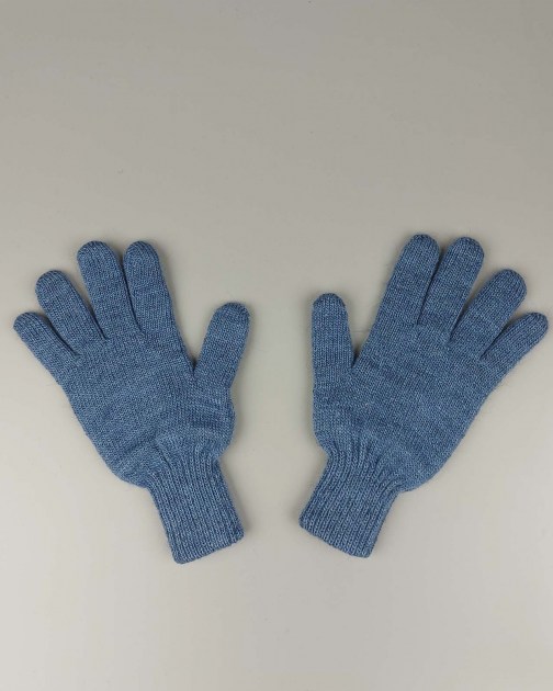 Вязаные перчатки двойные голубые